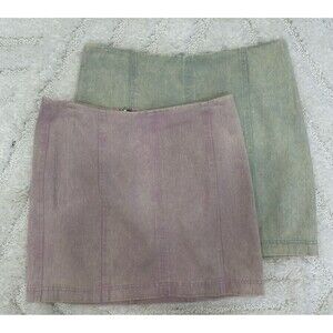 b.original Large Mini Jeans Skirt Acid Wash Purple Green Y2K 00s Retro Lot/2